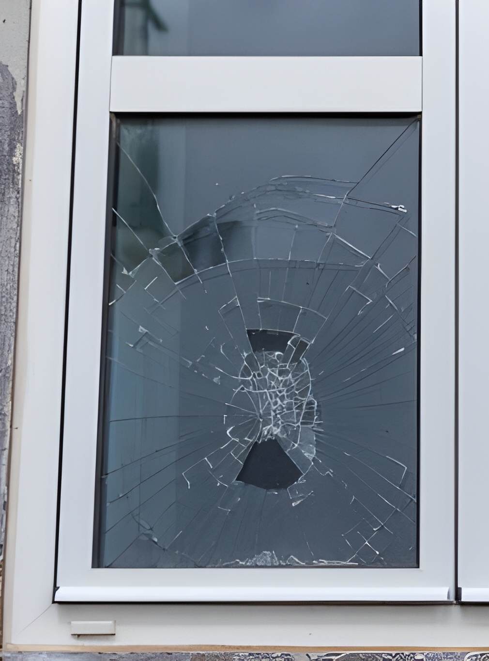 Broken window glass detail